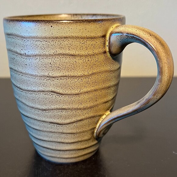 222 FIFTH Studio Khaki Stoneware Mug ~ Sedimentary Rock Stratum Pattern - Picture 3 of 10